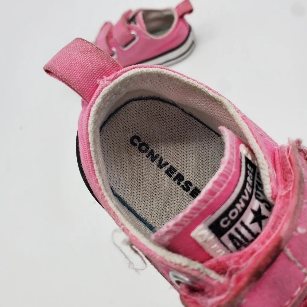 CONVERSE SHOES LITTLE KIDS 5C CHUCK TAYLOR ALL STAR HOOK AND LOOP OX PINK